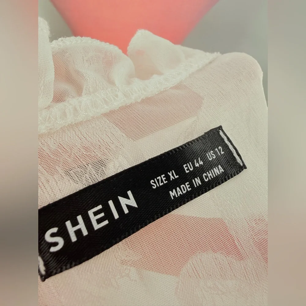 EUC SHEIN Fuzzy Bishop Sleeve Blouse